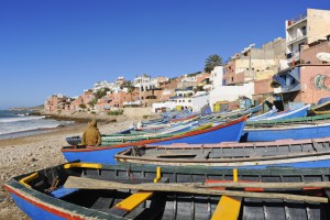 Fishing boats on the beach in Taghazout