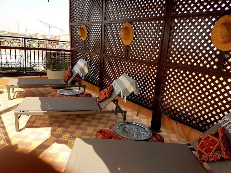 Dachterrasse in Marrakesch Ein guten Platz für Ihre Städtereise nach Marokk, die Dachterrasse im Riad La Maison Nomade – Ansicht 2